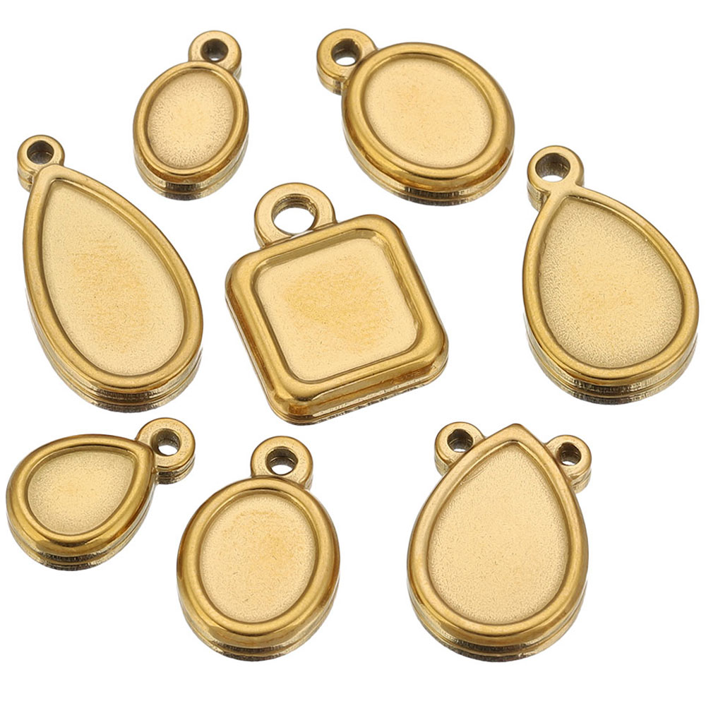 Resin Art Calligraphy - 5pcs Stainless Steel Square Drop Round