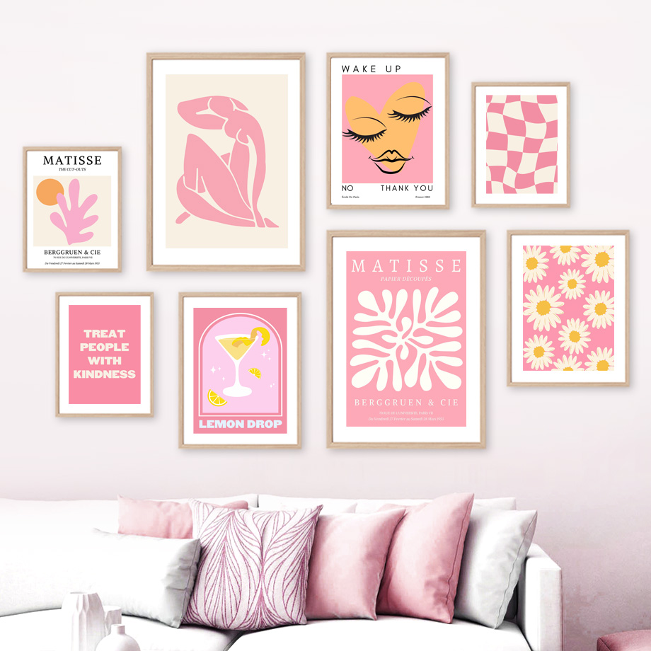 Resin Art On Wall - Matisse Woman Leaf Flower Drink Angel