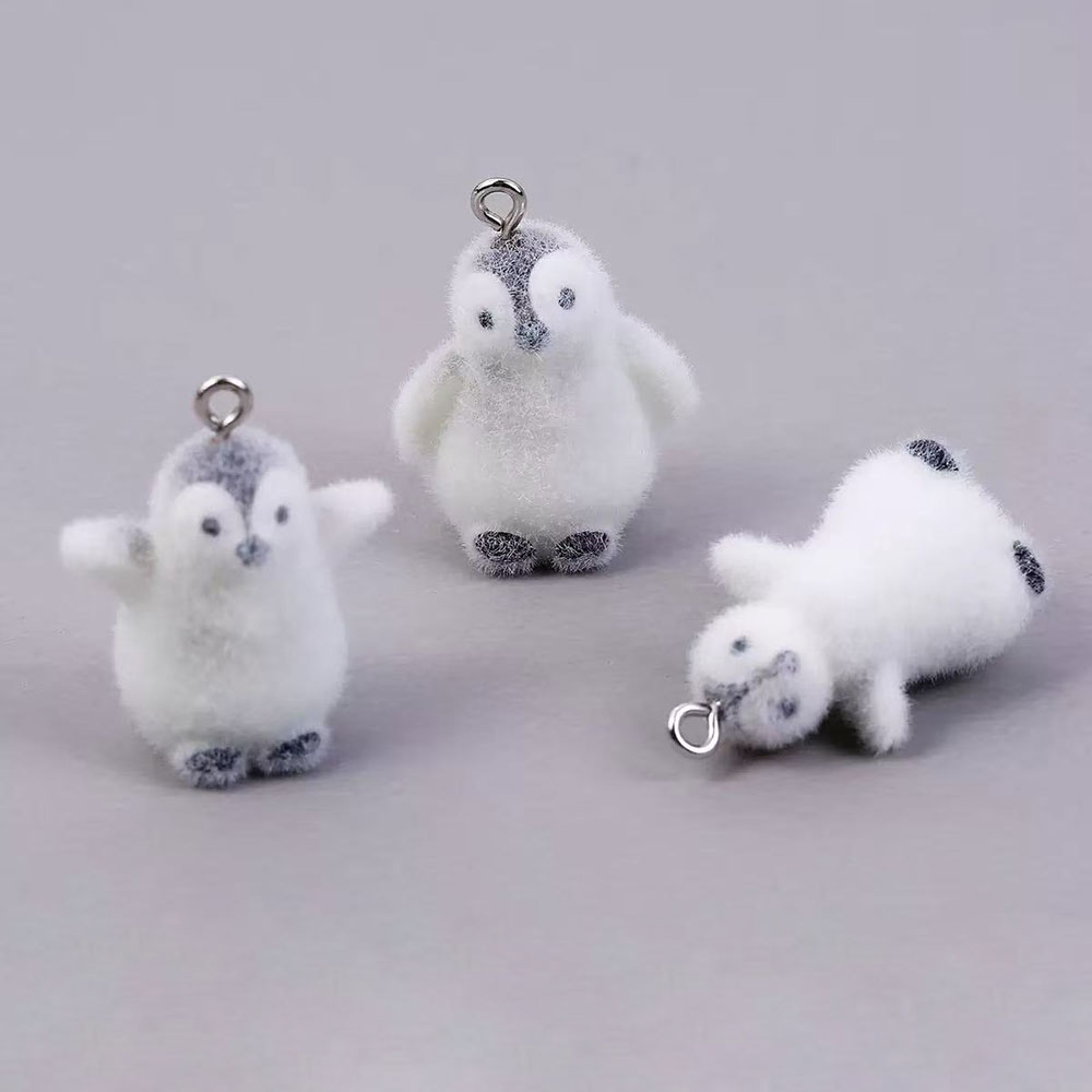 Resin Art Calligraphy - 5pcs Flocking Small Penguin Resin Charms