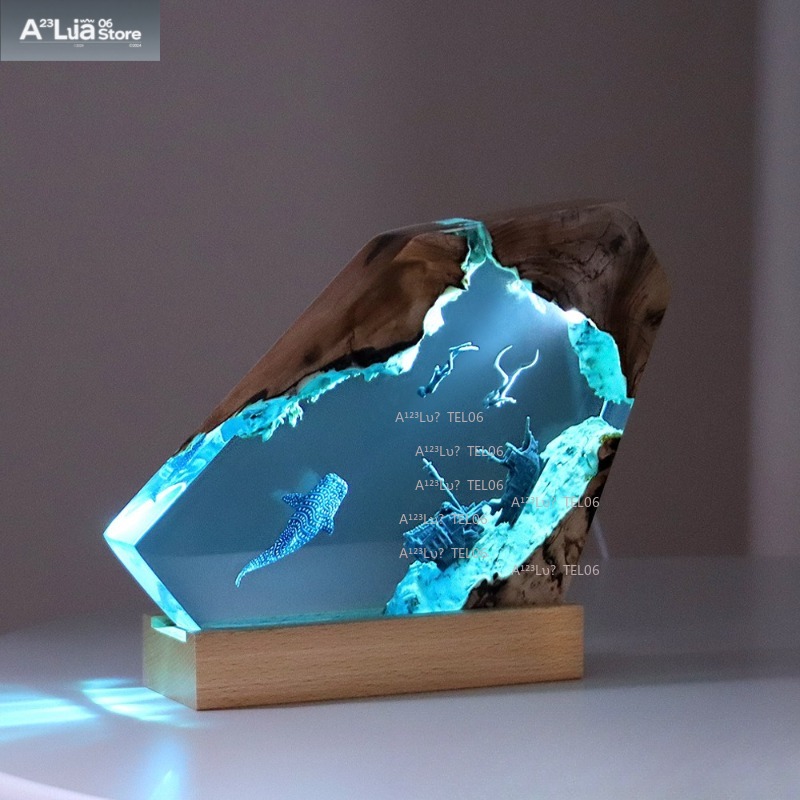 Wood Resin Night Light Ocean A - đánh giá và giá Resin Art Ocean