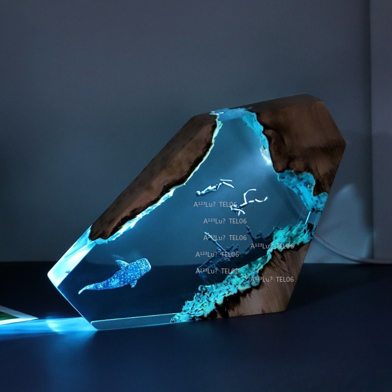 Wood Resin Night Light Ocean A - đánh giá và giá Resin Art Ocean