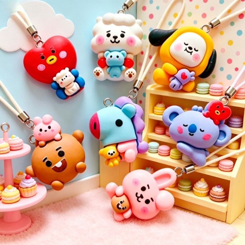 7pcs BT21 Resin Cartoon Charm  - đánh giá và giá Resin Art Calligraphy