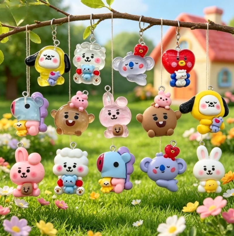 7pcs BT21 Resin Cartoon Charm  - đánh giá và giá Resin Art Calligraphy