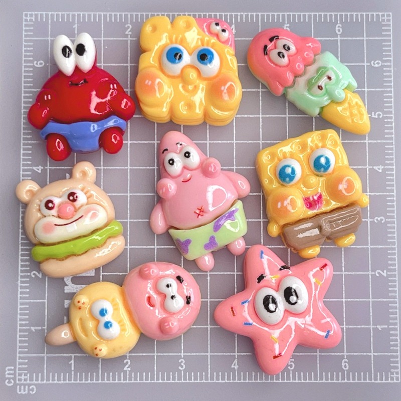 8PCS Kawaii SpongeBob SquarePa - đánh giá và giá Resin Art Phone Case